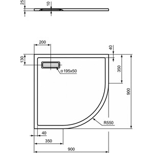 Душевой поддон Ideal Standard Ultraflat New 90х90 с сифоном и ножками (T449201, T4493AA, T462767)