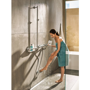 Душевой гарнитур Hansgrohe Raindance Select S 110 см правый с полочкой, белый/хром (26326400)