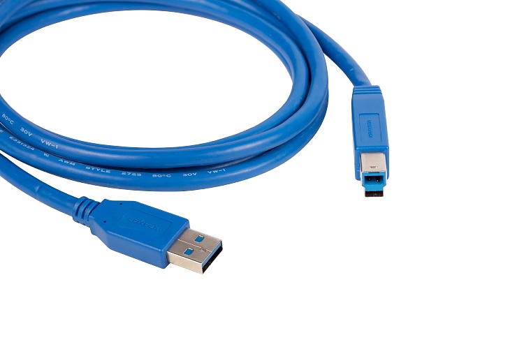 Кабель USB 3.0(AM)-USB 3.0(Bm), экранированный, 90 см, синий Kramer C-USB3/AB-3 (96-0235003)