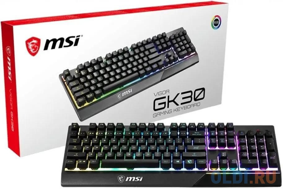 Gaming Keyboard MSI VIGOR GK30, Wired, Mechanical-like plunger switches. 6 zones RGB lighting with several lighting effects.  Anti-ghosting Capability в Москвe