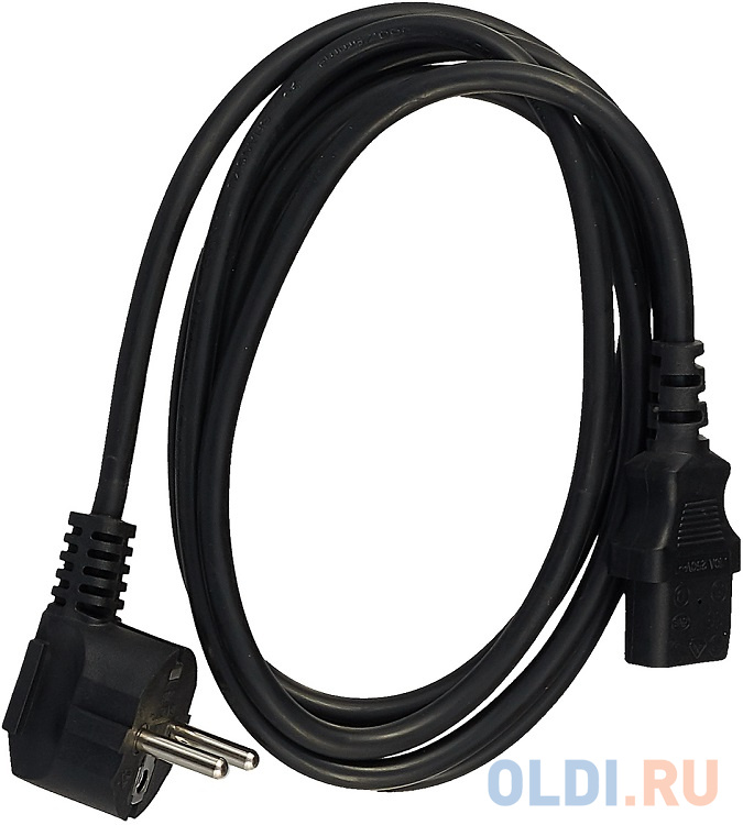 Кабель питания Gembird/Cablexpert PC-186-VDE, 1.8м, Schuko- C13, VDE, 10А, черный, с зазем., сечение кабеля 0,75 м2,  пакет