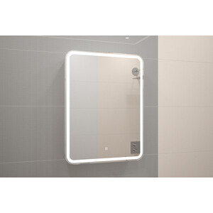 Зеркальный шкаф Alcora Cielo Led 60х80 левый, с розеткой, сенсорный выключатель (МВК017 Super Pack)