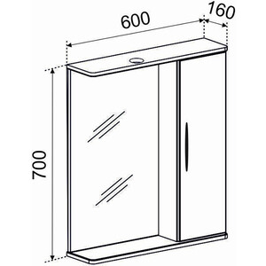 Зеркало-шкаф Emmy Рокард 60х70 правый, с подсветкой, белый (rok3.60bel-r)