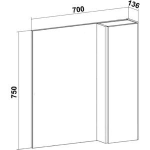 Зеркальный шкаф Runo Мальта 70х75 дуб/черный (00-00001101)