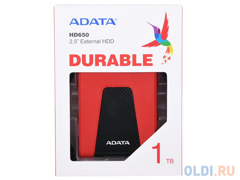 Внешний жесткий диск 1Tb Adata USB 3.1 AHD650-1TU31-CRD HD650 2.5" красный