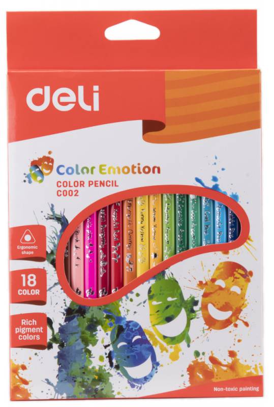 Карандаши цветные Deli Color Emotion 18 цветов EC00210 (24 шт. в уп-ке)