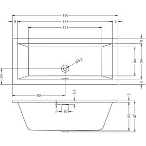 Акриловая ванна Riho Rething Cubic 160x70 (B104001005) в Москвe