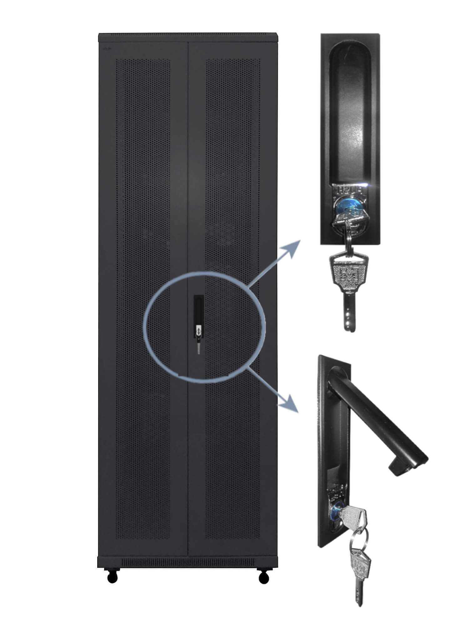 Дверь для шкафа Netko серии Expert 42U Ширина 800, металлическая, с перфорацией, двойная, черная (N.FRTD-Z.42U.65200.BK)