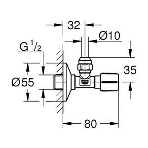 Угловой вентиль Grohe Angle Valves с металлической розеткой 1/2*3/8 (22037000)