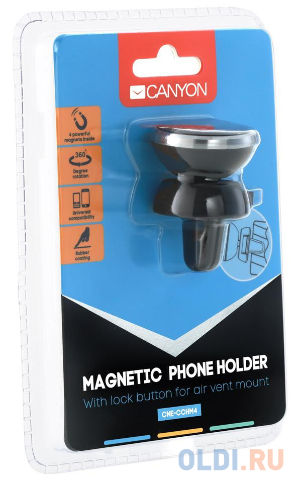 Автомобильный держатель Canyon Car Holder for Smartphones,magnetic suction function ,with 2 plates(rectangle/circle), black в Москвe