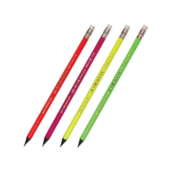 Карандаш чернографитный BIC, 1 шт., Evolution Fluo, HB, с резинкой, пластиковый, корпус ассорти, заточенный, 942882, (24 шт.) в Москвe