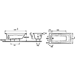 Акриловая ванна Jacob Delafon Patio 150х70 прямоугольная (E6810RU-01)