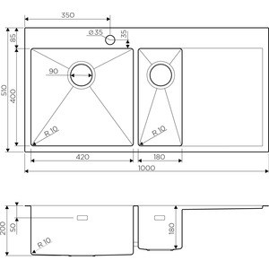 Кухонная мойка Omoikiri Akisame 100-2 LG-L светлое золото (4973089)