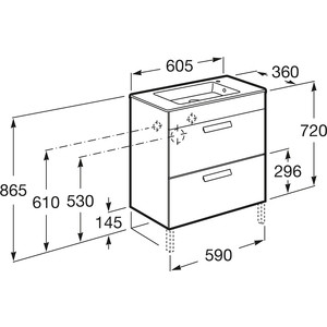 Тумба с раковиной Roca Debba 60 белый глянец (ZRU9302708 + 32799H000)