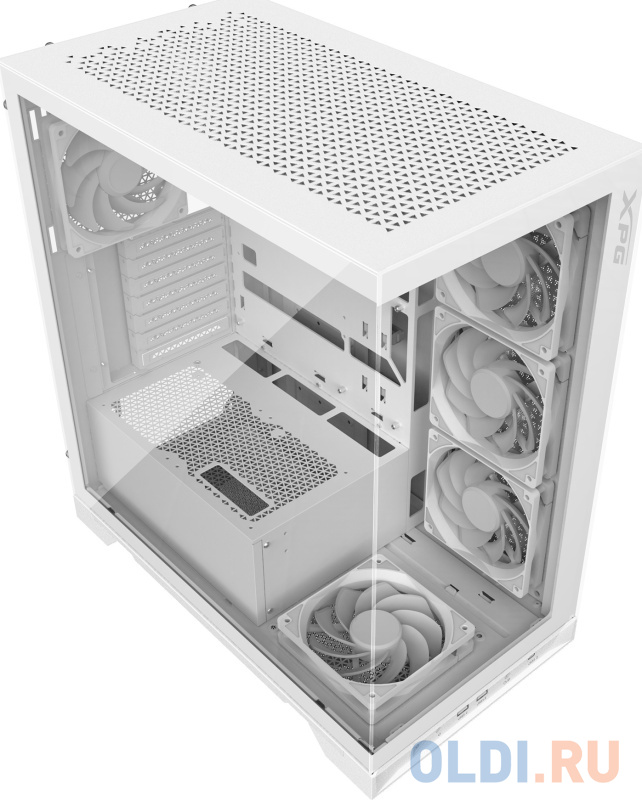 Корпус XPG INVADER X WHITE (INVADERXMT-WHCWW) Mid-Tower Gaming ATX PC Case with Panoramic View, Tempered Glass Panels, and RGB Lighting Black