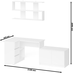 Стол компьютерный СВК Мори МС-16 левый + Тумба МА900.1 + Полка 1200, цвет белый (1027352)