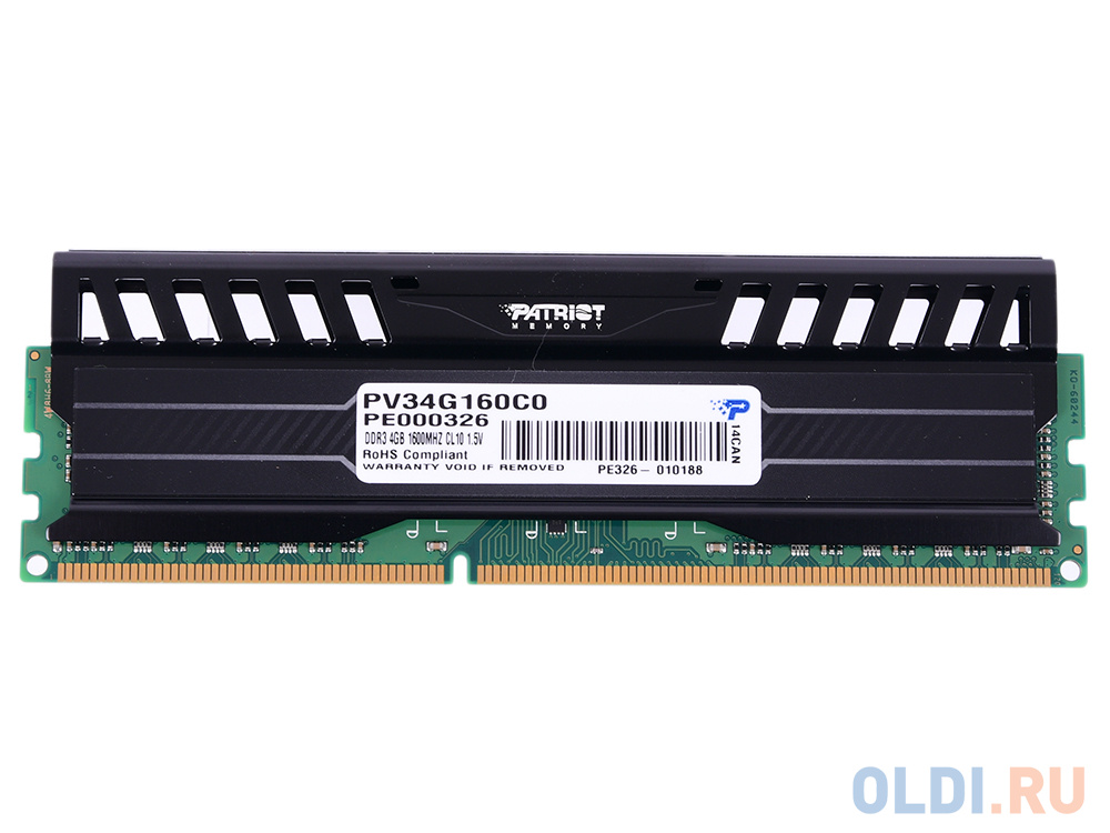 Оперативная память для компьютера Patriot PV34G160C0 DIMM 4Gb DDR3 1600MHz