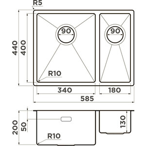 Кухонная мойка Omoikiri Taki 58-2-U/IF IN-L нержавеющая сталь (4993768)