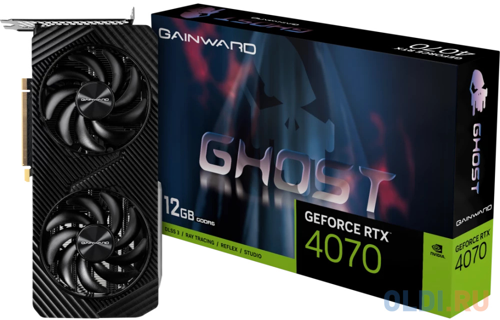 Видеокарта Gainward RTX4070 GHOST 12GB GDDR6 192bit 3xDP HDMI 2FAN RTL