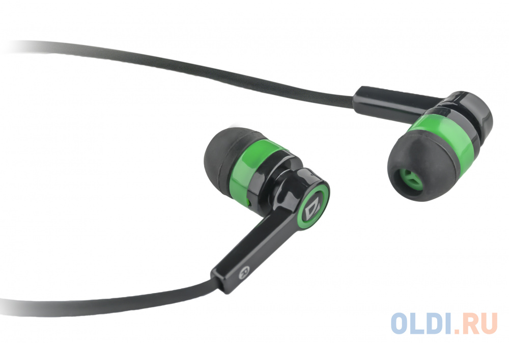 Гарнитура Defender Pulse-420 Black/green 4-пин 3,5 мм jack, кабель-1,2м