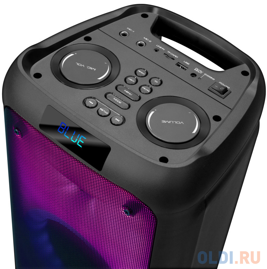 Ginzzu GM-215 {80Вт, LED-дисплей, TWS, 60Гц- 18кГц, USB-flash, microSD-card, FM-радио, пульт ДУ, батарея 7,4В/5400мАч} в Москвe