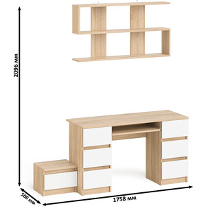 Стол компьютерный СВК Мори МС-2 + Тумба ТМП400.1 + Полка 1200, цвет дуб сонома/белый (1027581) в Москвe