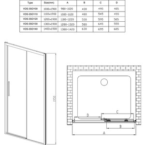 Душевая дверь Vincea Soft VDS-3SO 110х195 прозрачная, хром (VDS-3SO110CL) в Москвe