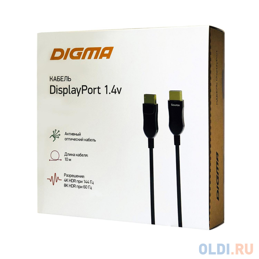 Кабель аудио-видео Digma 1.4v AOC DisplayPort (m)/DisplayPort (m) 10м. Позолоченные контакты черный (BHP DP 1.4-10)