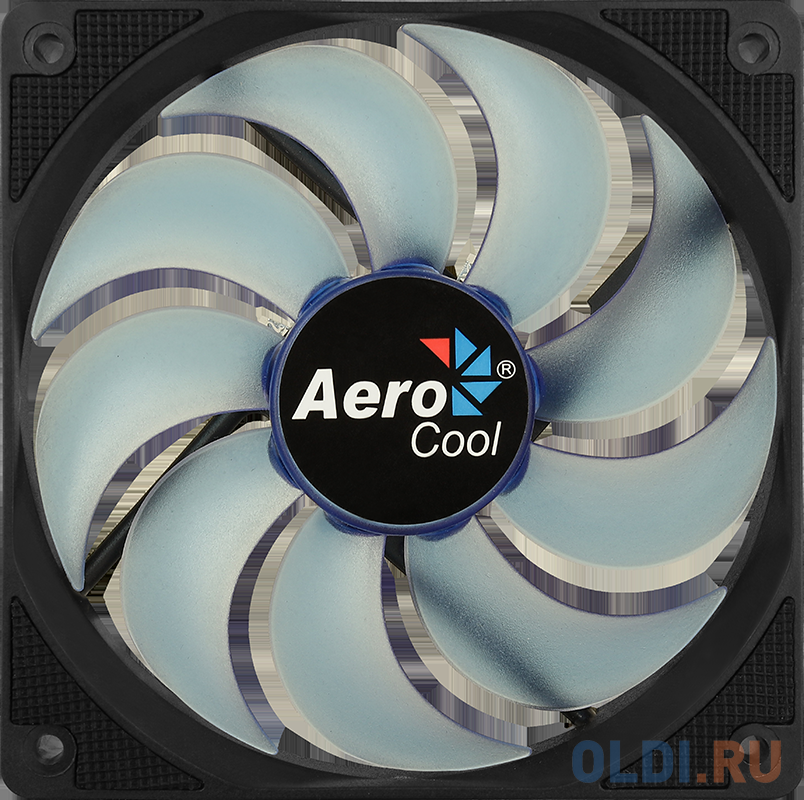 Вентилятор Aerocool Motion 12 Plus Blue , 120x120x25мм, синяя подсветка, 1200 об/мин, Molex 4-pin + 3-pin, 29.8 CFM, 22.1 дБА, съемная крыльчатка, гид