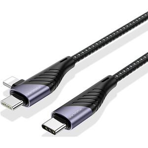 Кабель KUULAA KL-X47 USB Type C - 2 в 1 USB Type C и Lightning (8-pin)