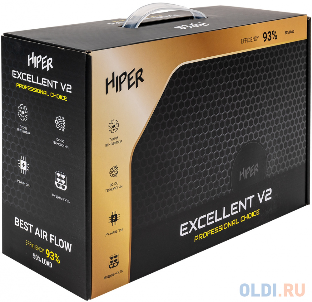 блок питания для ПК 1300 Ватт/ PSU HIPER HPG-1300FM (1300W, Gold 14cm Fan, 220V input, Efficiency 93%, Modular, Black)BOX