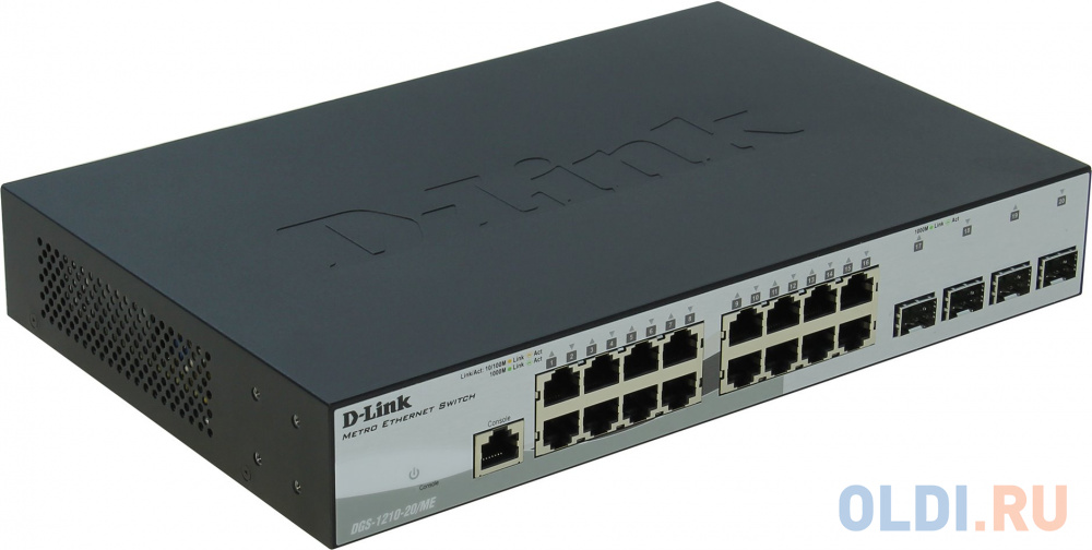 Коммутатор D-Link DGS-1210-20/ME/B1A Управляемый коммутатор 2 уровня с 16 портами 10/100/1000Base-T и 4 портами 1000Base-X SFP