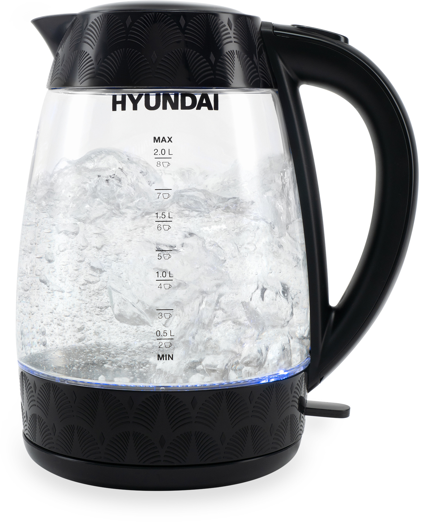 Чайник Hyundai HYK-G4505 2л. 2.2 кВт, пластик/стекло, черный