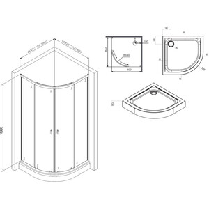 Душевой уголок Am.Pm X-Joy Twin Slide 80x80 с поддоном, прозрачный, матовый черный (W88G-205-080BT64, W88T-205-080W64)