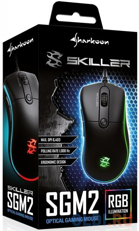 Sharkoon Skiller SGM2 Игровая мышь (6 кнопок, 6400 dpi, USB, RGB подсветка)