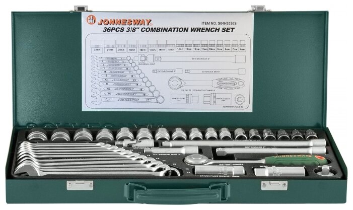 Набор инструментов Jonnesway S04H3536S, предметов в наборе: 36 шт., металлический кейс (47394)