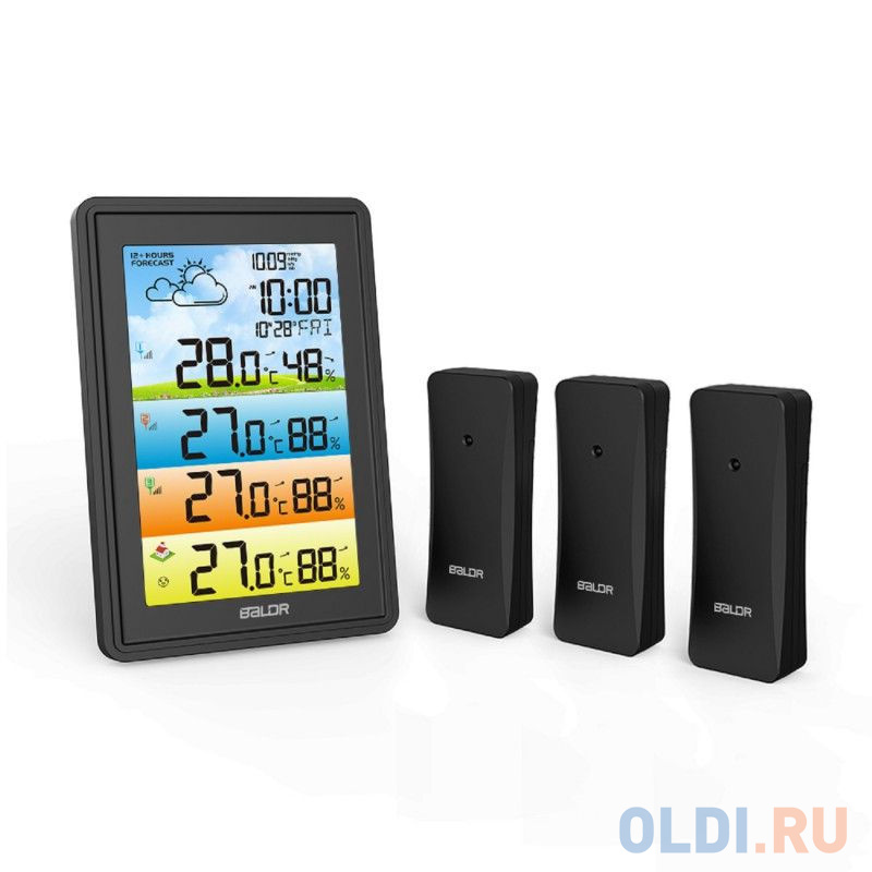 BALDR B0360WST4H4PR-BLACK беспроводная метеостанция с тремя внешними датчиками, черный в Москвe