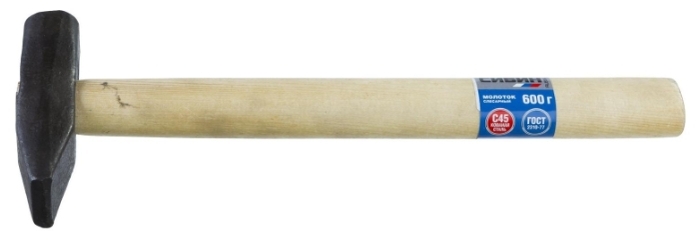 Молоток слесарный, рукоять дерево, боек сталь 600 г, СИБИН 20045-06