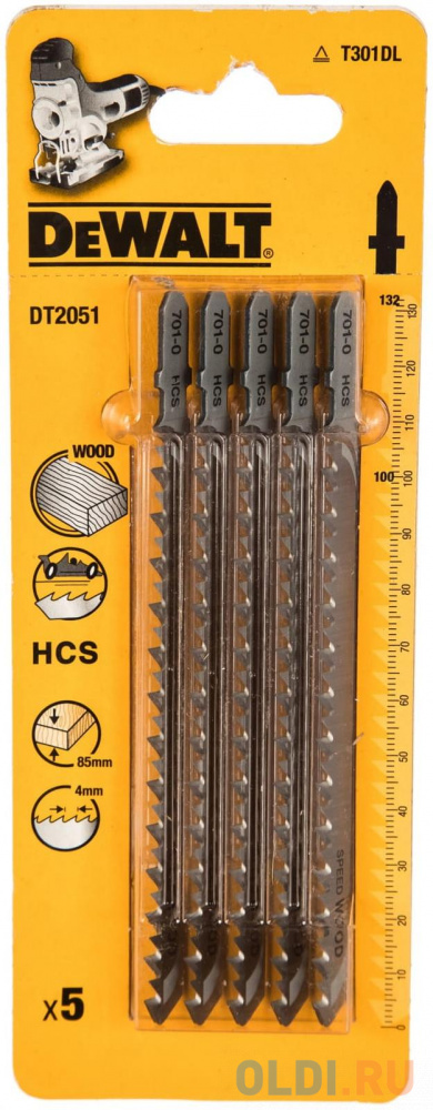 Пилка д/лобзика п/дер.HCS 132x100x4.0x85 мм, T301DL 5шт DeWalt в Москвe