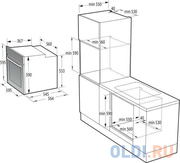 Электрический шкаф Gorenje BOX6737E01BG черный в Москвe