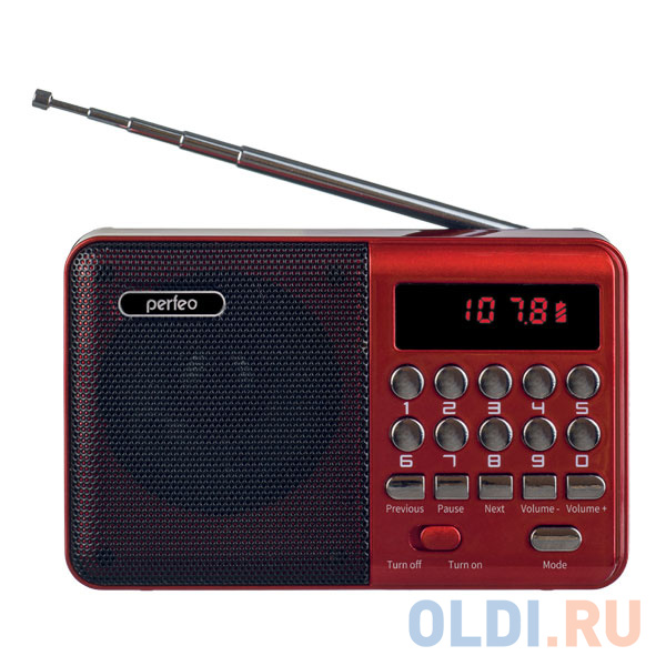 Perfeo радиоприемник цифровой PALM FM+ 87.5-108МГц/ MP3/ питание USB или 18650/ красный (i90-BL) в Москвe