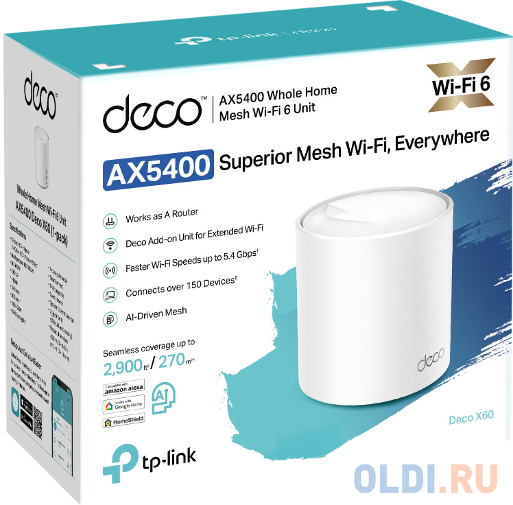 AX3000 Whole Home Mesh Wi-Fi System, WiFI 6, 2402Mbps at 5G and 574Mbps at 2.4G, 2 Giga ports of each unit, support OFDMA, MU-MIMO, 802.11k/v/r seamle в Москвe