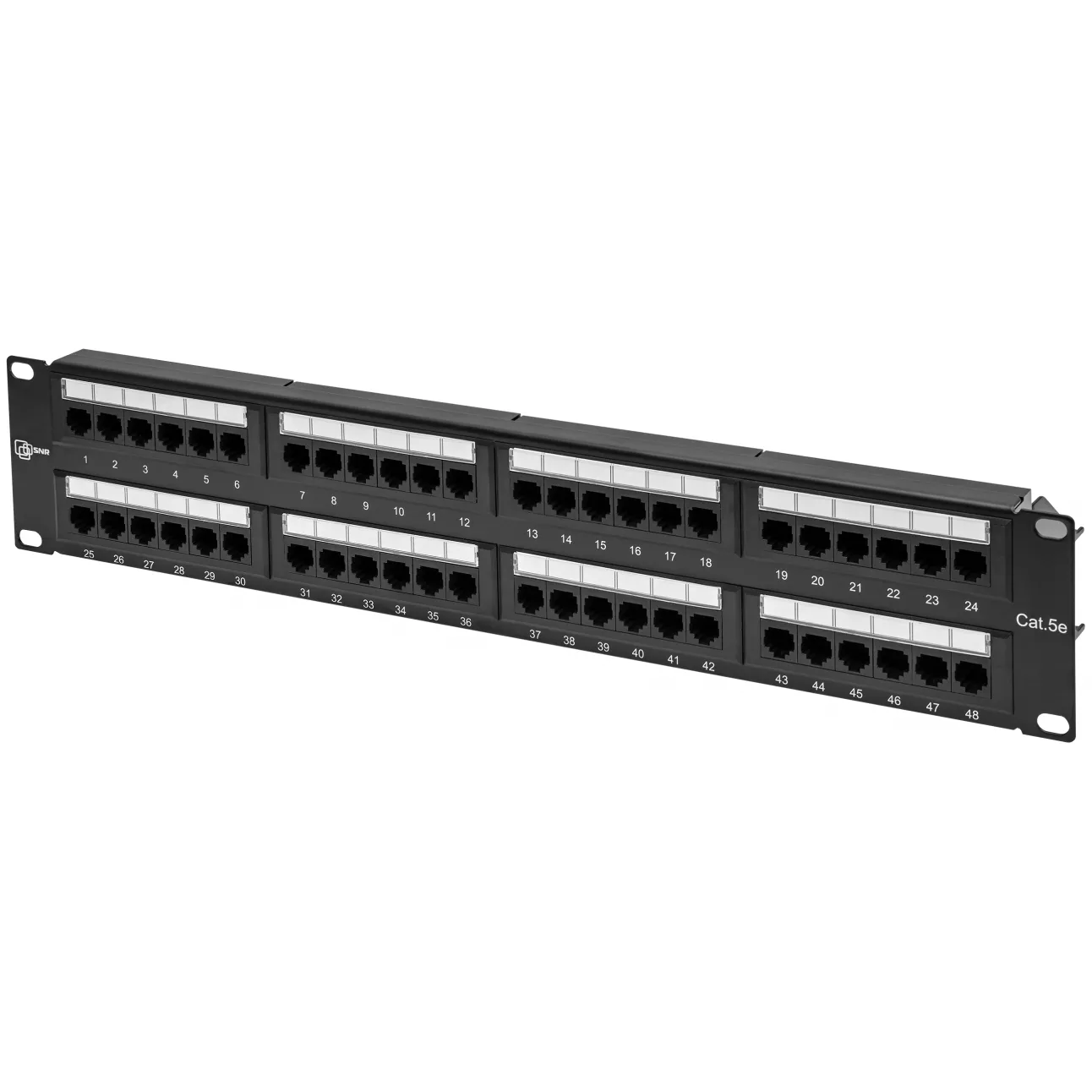 Патч-панель в шкаф 19" 2U, порты: 48 x RJ-45 кат. 5e, черный, SNR (SNR-UD-2U48-5E-H-LC)