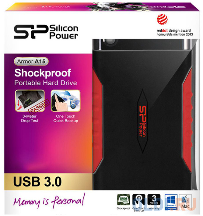 Внешний жесткий диск 2.5" USB3.0 1Tb Silicon Power Armor A15 SP010TBPHDA15S3L черный