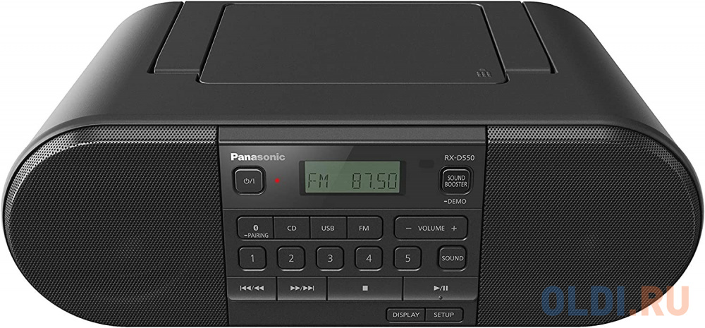 Аудиомагнитола Panasonic RX-D550E-K черный 20Вт CD CDRW MP3 FM(dig) USB BT