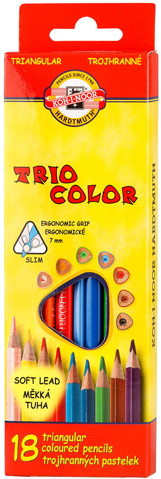 Набор цветных карандашей KOH-I-NOOR Triocolor 3133, трехгранные, 18 шт., заточенные (3133018004KSRV)