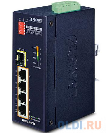 IP30 4-Port/TP + 1-Port Fiber(SFP) POE Industrial Fast Ethernet Switch (-40 to 75 C)