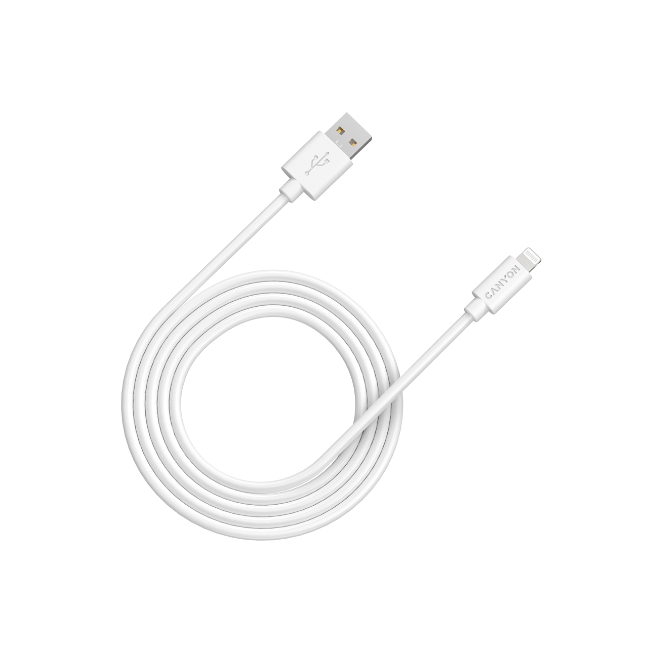 Кабель USB-Lightning 8-pin, MFi, 2.4A, 2м, белый Canyon MFI-12 (CNS-MFIC12W)