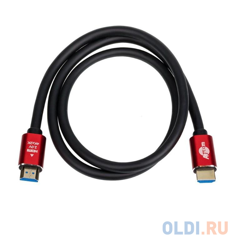 Кабель HDMI 2м Atcom VER 2.0 круглый черный/красный