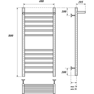 Полотенцесушитель электрический Point П11 400х800 с полкой хром (PN10148SPE)